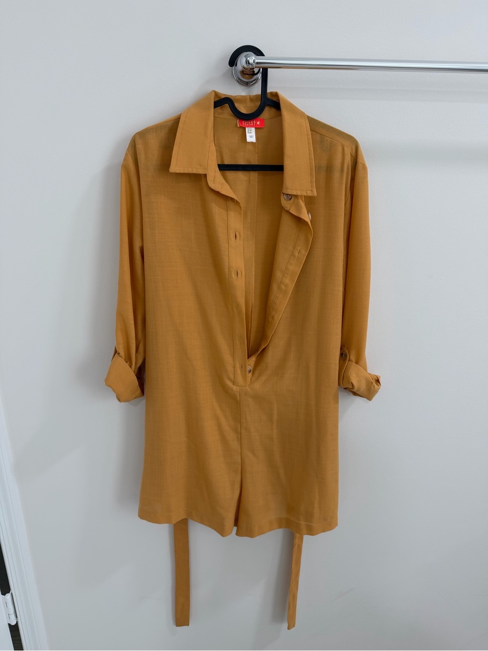 Source Unknown Mustard Yellow Button-Front Jumpsuit Romper